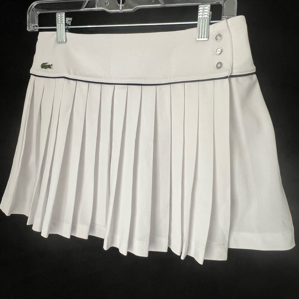 Lacoste Sport Pique Pleated Button Wrap Mini Tennis/Pickleball Skirt Size 36 (S)